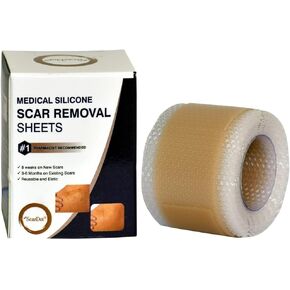 Silicone Scar Sheets, Medical Silicone Scar Tape Roll for Scars Removal, Reusable Painless Silicone Tape Roll (Pack of 1) (1"" x 60"" Roll), Beige