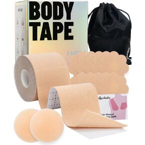Boob Tape, Achieve Chest Brace Lift & Contour of Breasts, Waterproof Sweat-Proof, Sticky Body Tape for Push up
