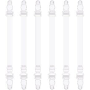 obmwang 6 Pieces Women's Clear Bra Straps Holder Elastic Non-Slip Bra Strap Clips Racer Back Conceal Straps
