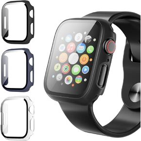 [3Pack] for Apple Watch Screen Protector Case SE 2022 Series SE 6 5 4 44mm with Tempered Glass Screen Protector, Ultra-Thin Hard PC Protective Face Cover Bumper for iWatch 44mm