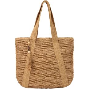 GOKTOW Straw Beach Tote Bag for Women,Raffia Woven Shoulder Handbags for Summer Vacation 2024