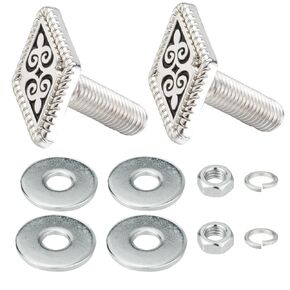 Arenbel Rhomboid License Plate Frame Bolts Screws 2Pcs Car Tag Fasteners Nuts Kit Fit Vehicles Motorcycle Trucks SUV