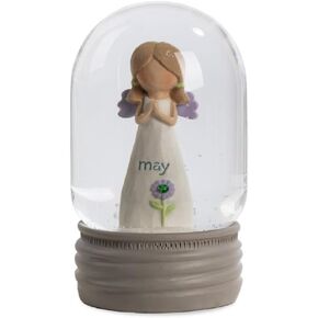 Blossom Bucket May Birthstone Angel Snow Globe, 4.25-inch Height, Resin, Home, Home Décor