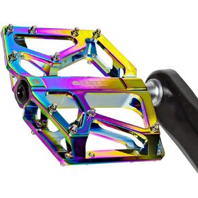GORIX Bike Flat Pedals Wide CNC 3 Bbearings Lightweight with Non-Slip Pin Spike Oil Slick Road Mountain MTB Bicycle (GX-FX181)