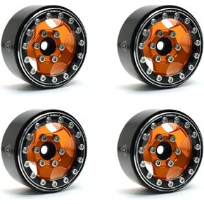 TREAL 1.55'' Beadlock Wheels (4P) Aluminum CNC Machined 5-Star Wheels for 1/10 RC Crawler Car -Type B (Gray)