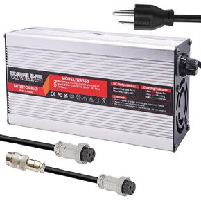 WAOUKS 67.2V 5A Charger 67.2V Lithium Battery Charger 60V Smart Charger Output GX16-3pin 1+ 3- Connector Charged Used for 16S 60V Li-ion Battery Pack