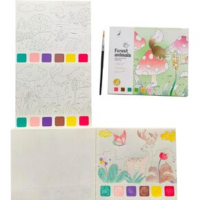 Watercolor Coloring Books for Kids Ages 4-8, Pocket Watercolor Painting Book for Arts and Crafts, Water Colors Paint with Brush (1, Dream Ocean)