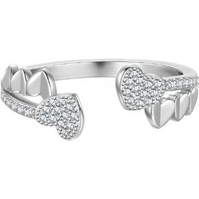 beautlace Love Heart Rings Adjustable Silver/Black Gun Plated Stackable Ring Love Valentines Statement Rings for Women KR0110