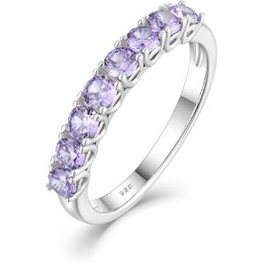 Silver Stackable Rings for Women, Round Birthstone Eternity Promise Rings for Women Jewelry Gift