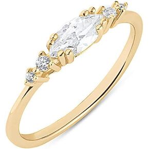 Milla 925 Sterling Silver Rings for Women, CZ Cluster Engagement Ring, 14K Gold Plated Womens Wedding Bands, Stackable, AAAAA Cubic Zirconia, Hypoallergenic, Comfort Fit