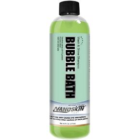 Nanoskin BUBBLE BATH Foaming Car Wash Shampoo 16 Oz. - Works with Foam Cannon, Foam Gun, Bucket Washes, Car Soap for Pressure Washer | For Car, Truck, Motorcycle, RV & More | Green Apple Scented