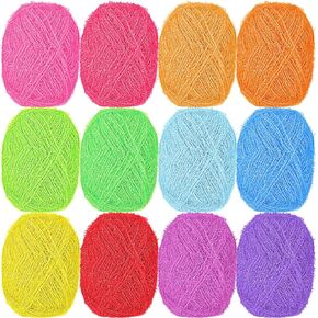 12 Skeins Scrubby Yarn Bundle 100% Polyester Color Yarn, 122 Yards /1.8oz(50g) Each, Crochet Yarn for Dishcloths, Crochet and Knitting Supplies, Quick Dry Polyester Yarn Kit (Green Series)
