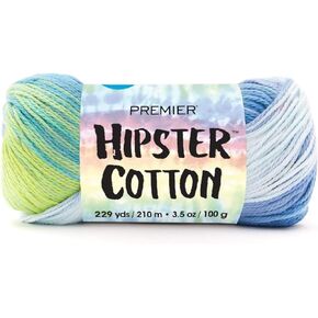 Premier Yarns Hipster Cotton Yarn, Ideal Yarn for Crocheting and Knitting, 100% Cotton and Lightweight Yarn, Machine Wash, Rainbow Rollerskates, 3.5 oz, 229 yards