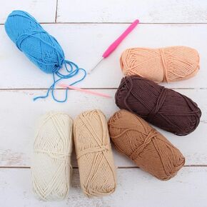 مجموعة خيوط Threadart Crochet 100% من القطن الخالص | ألوان زاهية | عبوة من 6 شلات كل 50 جرام | غزل صوفي متوسط ​​#4 | 85 ياردة لكل خصلة شعر