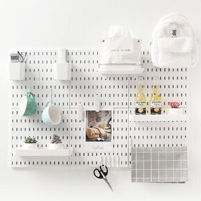 Pegboard Combination Kit and 11 Accessories(Shelf Hook Brackets Clips) No Punching for Garage Kitchen Living Room Bathroom Office 22"x11",Pegboard Wall Organizer (Upgraded)