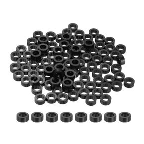 uxcell 100pcs Nylon Round Spacers 4mm ID, 7mm OD, 6mm Height Screws Spacers Without Threaded, Plastic Spacer for M4 Screws, Black