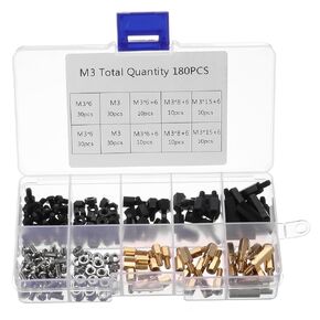 MECCANIXITY 180pcs M3 Male Female Hex Brass Standoff Screw Nut Assortment Kit for PCB Motherboard Electronics