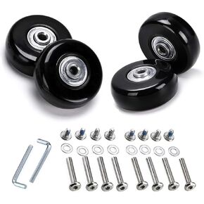 4 Wheels Wear-Resistant Mute Luggage Suitcase Replacement Wheels Rubber Swivel Caster Wheels Repair Kits (45mm x 18mm Set of 4)