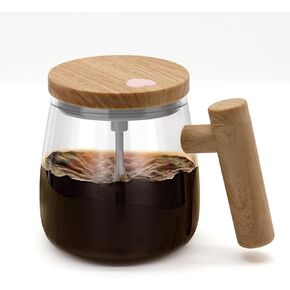 VEREMUND Self Stirring Coffee Mug, Glass Electric High Speed Mixing Cup, Automatic Mixing Mug Rotating, 400ml Battery Powered Stirring Cup to Stir Coffee/Milk/Protein Powder at Desk