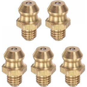 uxcell Brass Straight Grease Fitting M5 x 0.8mm Thread Hydraulic Grease Fitting Accessories, 5Pcs