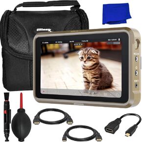 حزمة شاشة تسجيل Ultimaxx Basic Atomos Ninja Ultra مقاس 5.2 بوصة بدقة 4K HDMI - تتضمن: حقيبة أدوات مقاومة للماء بطول 6 أقدام. كابل HDMI قياسي، ومحول HDMI قياسي إلى Micro HDMI والمزيد (حزمة من 10 قطع)