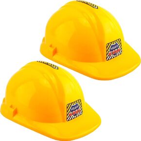 2 Pack Child Construction Hats Plastic Construction Worker Helmet Yellow Hard Hat for Kids Boys Girls Engineer Building Theme Party Dress Up