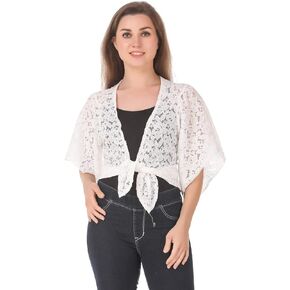 AKIDO Women/Girls Floral Lace Broad Sleeve Casual Lightweight Elegant Shrug/Bolero Dresses Top Cardigan