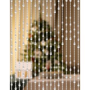 Crystal Beaded Curtain 35.5 x 79 Inches 45 Strands Acrylic Hanging Door Beads String Curtain Room Divider for Doorway Window Living Room Bedroom Decor, Wave Pattern - Pink