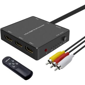 RuiPuo 3 منافذ HDMI إلى AV محول HDMI إلى RCA، 720P/1080P HDMI إلى محول صوت فيديو لـ Fire Stick Roku PS3 Xbox Blu Ray Player DVD HD TV Box (مع جهاز التحكم عن بعد) in Kuwait