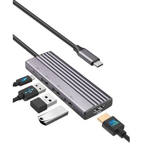 USB C Docking Station 4K@60Hz HDMI Monitor, USB C Hub with 4USB-A 3.0 Ports, 100W PD, USB C Hub Multiport Adapter Compatible for MacBook Pro/Air, Dell Laptops, HUB USB Surpport Mouse, Keyboard