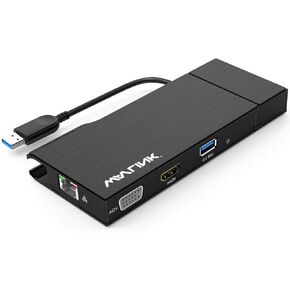 WAVLINK Universal Travel USB 3.0 Dock Dual Display HDMI+VGA with Gigabit Ethernet, USB 3.0 Port, Removable Card Reader, HDMI up to 2560x1440, VGA 1920x1200 for Apple M1 and Intel Macs,Dell XPS 13/15