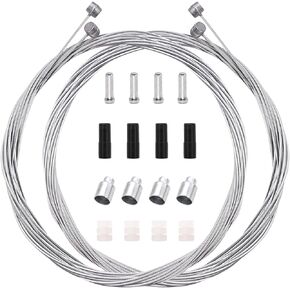 20PCS Universal Bike Brake Cable Set Standard Bicycle Brake Cable Bike Wire Cable Kit with O-Rings Cable End Caps and End Ferrule for Front and Rear Mountain Bike and Road Bike M-134