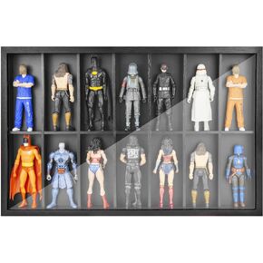 SIXPOINTS 3.75 inch Action Figures Clear Display Case,Wall-Mounted Doll Storage Box,Clear Wooden Display Stand Fit for 1/18 Sacle Star Wars Black Series /Marvel Legends /DC/ GI Joe etc Figure Toy