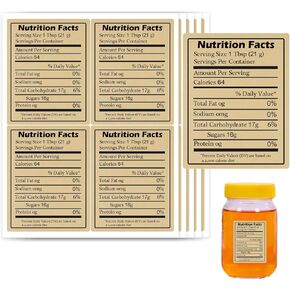 Generic Nutrition Honey Labels Kraft Honey Nutrition Facts Calories Health Benefits Self-Adhesive Honey Nutrition Canning Label for Homemade Honey Jars Honey Containers 200 Pcs, FENGHERUIA020582