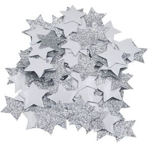 Mybbshower 1.5 inch Silver Glitter Adhesive Star Favors Stickers for New Year Star Decorations Envelope Seals Pack of 150
