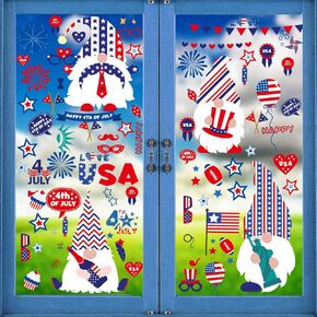 9 أوراق ملصقات نافذة الرابع من يوليو، ملصقات نافذة جنوم لديكور المنزل، ديكور يوم الاستقلال على الوجهين، ملصقات نافذة وطنية مقاومة للماء من الفينيل قابلة لإعادة الاستخدام in Kuwait