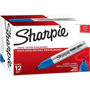 Sharpie King Size Permanent Marker, Chisel Tip, Blue Ink, Dozen (SAN15003)