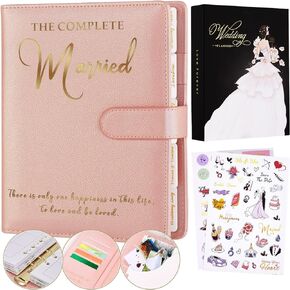 JUBTIC كتاب مخطط الزفاف ومنظم للعروس - هدية خطوبة فريدة للأزواج المشاركين حديثًا في دفتر الزفاف وكتاب تخطيط الزفاف لحفل زفاف الأحلام مع ملصق وصندوق هدايا - وردي in Kuwait