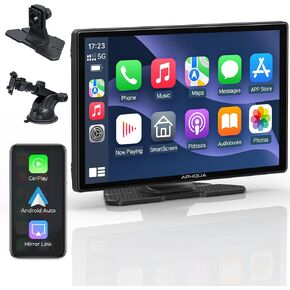 2024 Wireless Carplay & Android Auto,Carplay Box,9'' Portable Car Stereo with Phone Mirroring, Carplay Screen with AUX/FM/Bluetooth,Voice Control Suitable for All Car Models