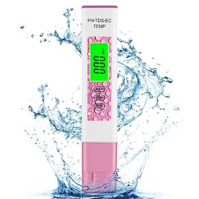 جهاز اختبار جودة المياه، مقياس الأس الهيدروجيني، جهاز قياس TDS، جهاز احترافي 4 في 1 للأس الهيدروجيني/TDS/EC/اختبار درجة الحرارة مع وظيفة تعويض درجة الحرارة، دقيق وموثوق، للشرب المنزلي وحمامات السباحة وخزانات الأسماك (وردي) in Kuwait
