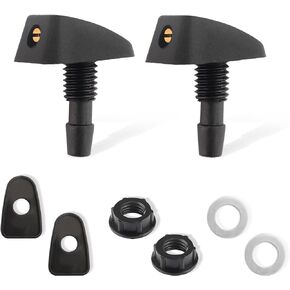 2PCS Front Windshield Washer Nozzle with Washers,Adjustable Fan Shape Spray Car Wiper Nozzle,Universal Windshield Sprayer Nozzle Fits Apertures Greater Than 8mm Wipers
