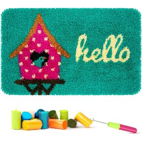 clubevy DIY Latch Hook Kits Cute Shaggy Dog Rug Pattern Crochet Needlework Crafts for Kids and Adults 16X24 Inch