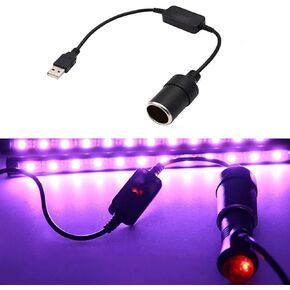 Dewkou 1 PC USB Car Cigarette Lighter Socket Adapter, 11.4Ft Plastic Waterproof 5V to 12V Converter Plug, Universal Driving Recorder Connection for Dash Cam, GPS, Car Led Light Strips (Black)