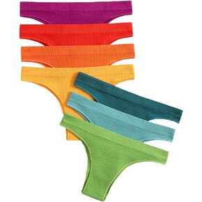 Verdusa Women's 7pack Seamless Ribbed Underwear Brief Panty Set