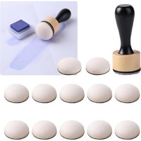 Briartw 13 Packs Mini Round Ink Blending Tool with Foams Set,1 Pcs Round Alcohol Ink Mini Applicator Tools and 12 Pcs Replacement Refill Sponge Domed Foam Pads Art Supplies for Distressing Blending