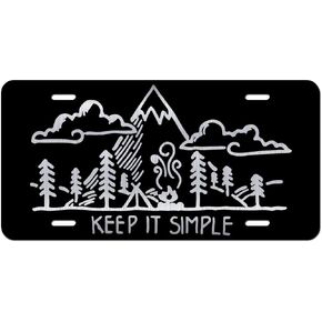 Outdoor Camping Hiking Mountains Explore Etched Front Vanity Plates (Adventure Awaits)