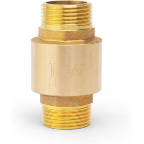 ChillWaves Brass In-Line Spring Check Valve DN15 1/2" Male x 1/2" Female Thread, One-Way Non-return Vertical Check Valve，Prevent Water Back-flow(2-PACK)