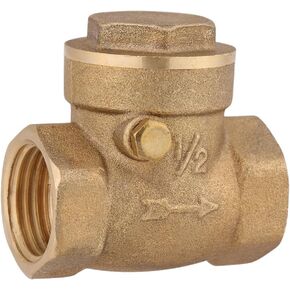 Brass Horizontal Check Valve, 1/2" Female Thread Valve DN15 Non Return Swing Prevent Backflow Prevention 232PSI Tool Fuel Oil Water Gas Plumbing Fitting for Pipe System Sump Pump Well Air Compressor