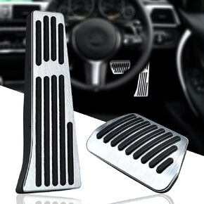 KVR Compatible with BMW Pedal Cover, No Drilling Aluminum Gas Brake Pedal for 1 2 3 4 Series X3 X5 X6 Accelerator Pedal Pads, 2PCS (A-Blue)