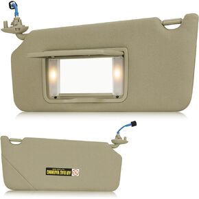 Youxmoto Left Driver Side Sun Visor Replacement for Honda Accord 2008 2009 2010 2011 2012 Beige Car Visor, Replaces# 83280TA0A91ZB, with Vanity Mirror and Light